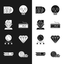 Set computer keyboard virtual reality glasses cd vector