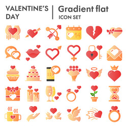 Valentines day flat icon set love symbols vector