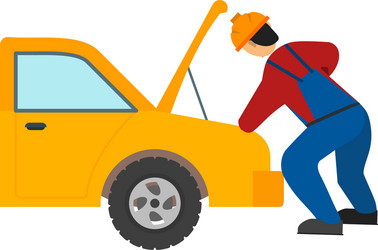 working on engine vector image