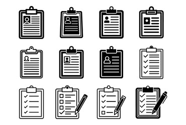 12 checklist profile icons clipboard task list vector image