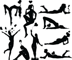 beautiful girl silhouettes Vector Image