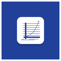 blue round button for arrow chart curve vector image