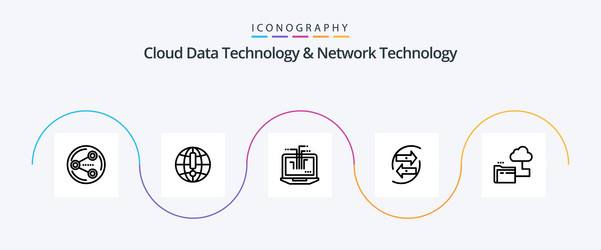 Cloud data technology and network line vector