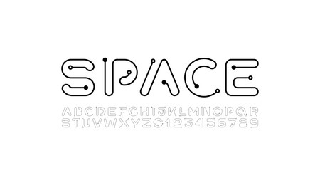 digital alphabet font letters and numbers vector image
