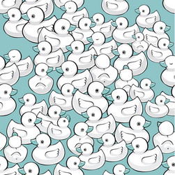 seamless pattern with baby ducks vector