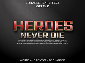 heroes text effect font editable typography 3d vector image