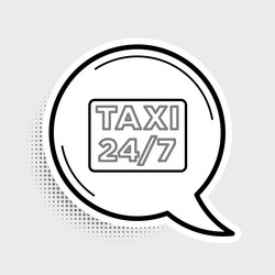 line map pointer with taxi icon isolated on grey vector image
