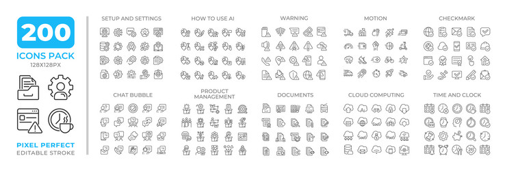 Modern Tech Line Icons - Digital Toolkit vector image