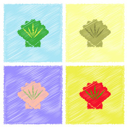 scallop sea shell sketch style in hatching vector image