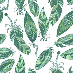 seamless pattern in marine colors with feathers vector image