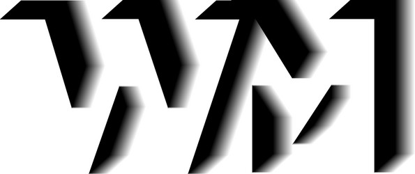 Wm monogram shadow shape style vector