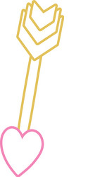 Color line cupid arrow with heart pointer design vector