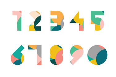 Colorful display numerals from 1 to 0 vector