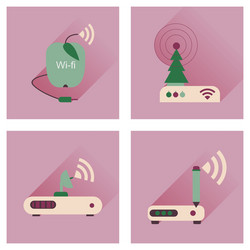 Concept of flat icons with long shadow wi-fi vector