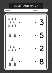 count and match game with praying worksheet vector image