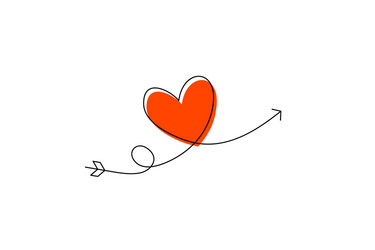 Cupid s arrow in continuous drawing lines vector