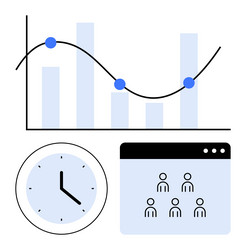 data analytics with graph clock and team vector image