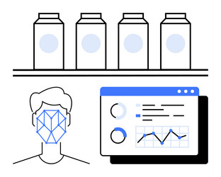 facial recognition and data analysis in retail vector image