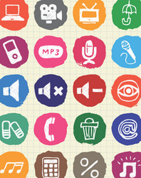 Internet media and network web icons set vector