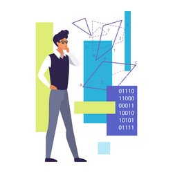 male character thinking on logic problem vector image