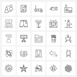 Set 25 simple line icons for web and print vector