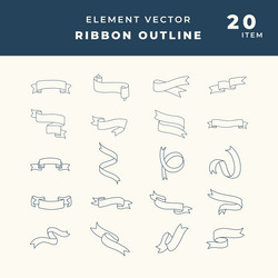 set or collection of outline ribbon objects vector image