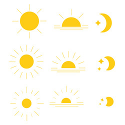 sun and moon morning noon night time sunrise vector