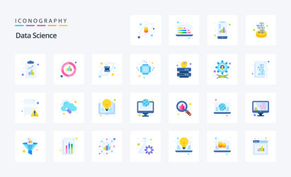 25 data science flat color icon pack vector