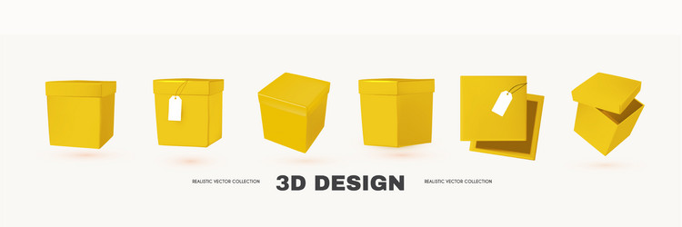 3d box collection in different view delivery vector image