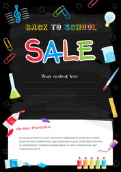 Event back to school sale black chalkboard poster vector