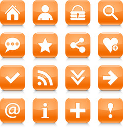 orange basic sign rounded square icon web button vector image