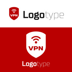 red shield with vpn and wifi wireless internet vector image