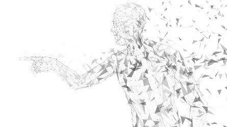 Conceptual abstract man touching or pointing vector