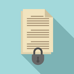 Document access authentication icon flat style vector