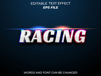 racing text effect font editable typography 3d vector image