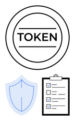 secure token with shield and checklist vector image