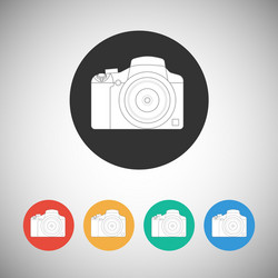 Camera icon on round background vector