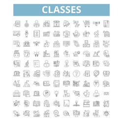 Classes icons line symbols web signs set vector