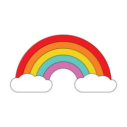 colorful rainbow with white clouds vector