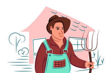farmer in shadow sharp lines style vector image