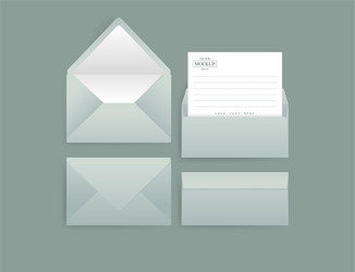 set of realistic envelopes with a sheet paper vector