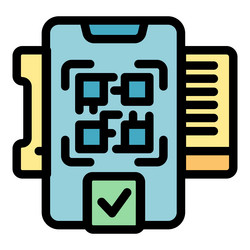 smartphone scanning qr code validating boarding vector image