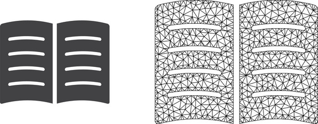 wire frame mesh open book and flat icon vector image