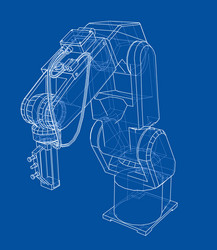 3d outline robotic arm rendering of vector