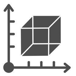 Cube and coordinates system solid icon isometric vector