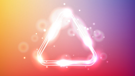 neon rounded triangle frame with shining effects vector image