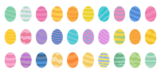 set of easter eggs flat design on white background vector image