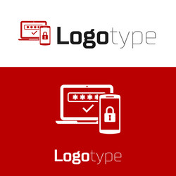 Red multi factor two steps authentication icon vector