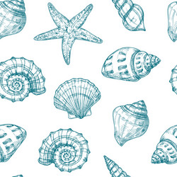 Seashell Pattern - Nautical Sketch vector image