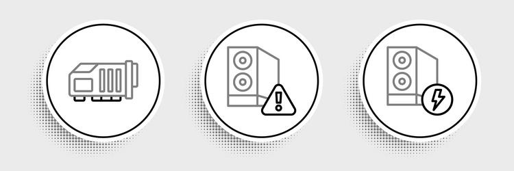 set line case of computer video graphic card vector image